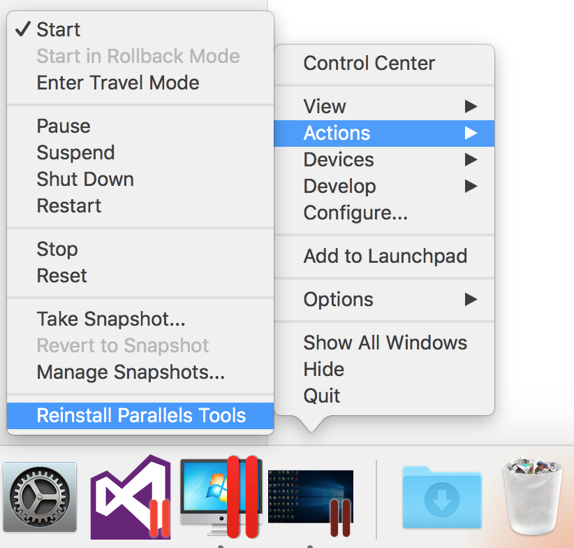 parallels for mac right click